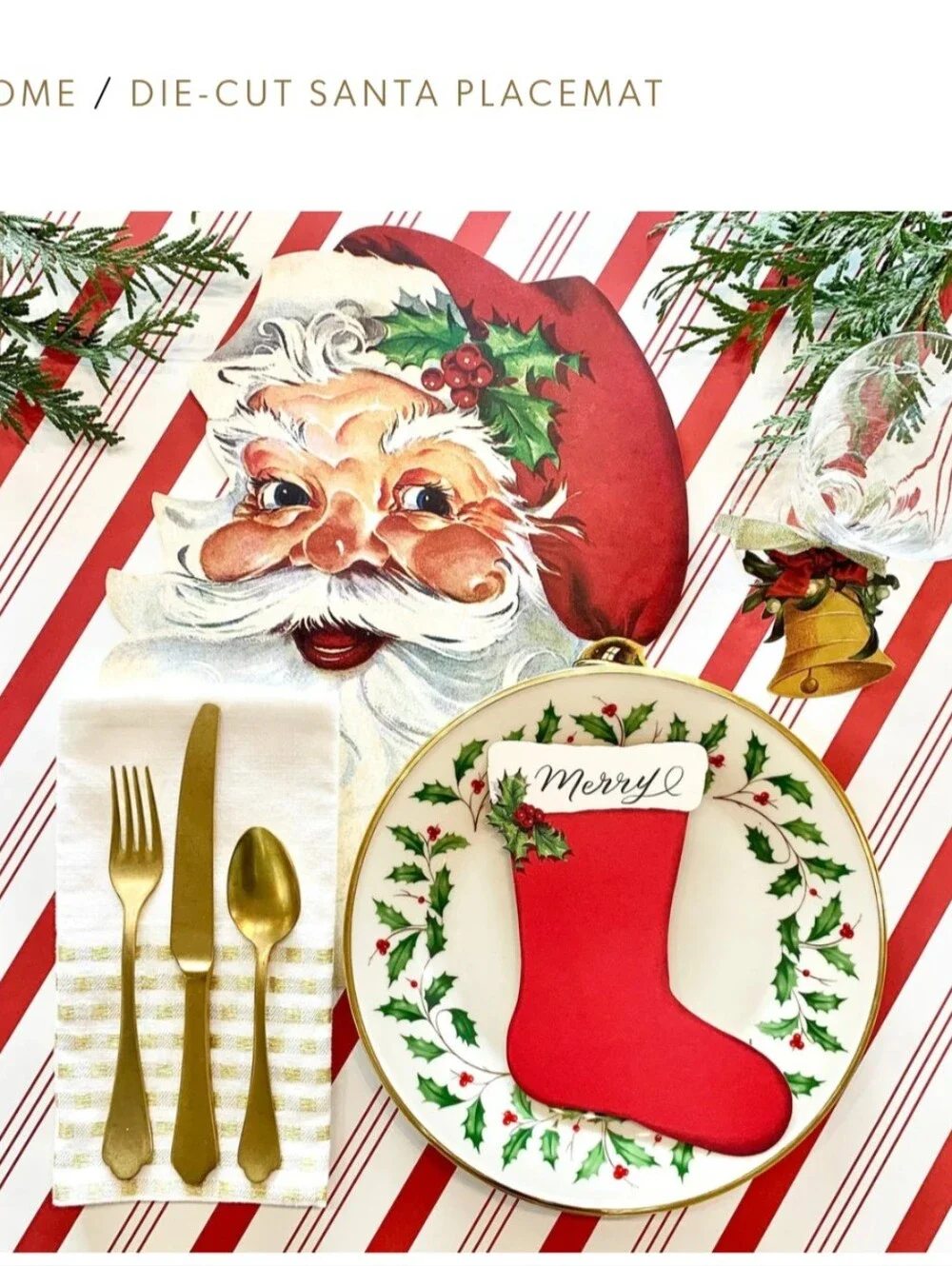 Hester & Cook Santa Claus Red Paper Placemats, Set of 12 Diecuts- Made in USA